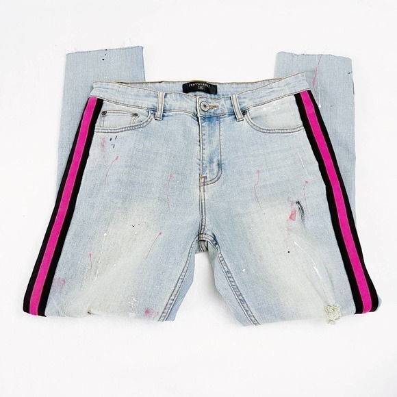 Sereneda Side Stripe Splatter Distressed Denim Jeans SZ32 - Picture 4 of 8